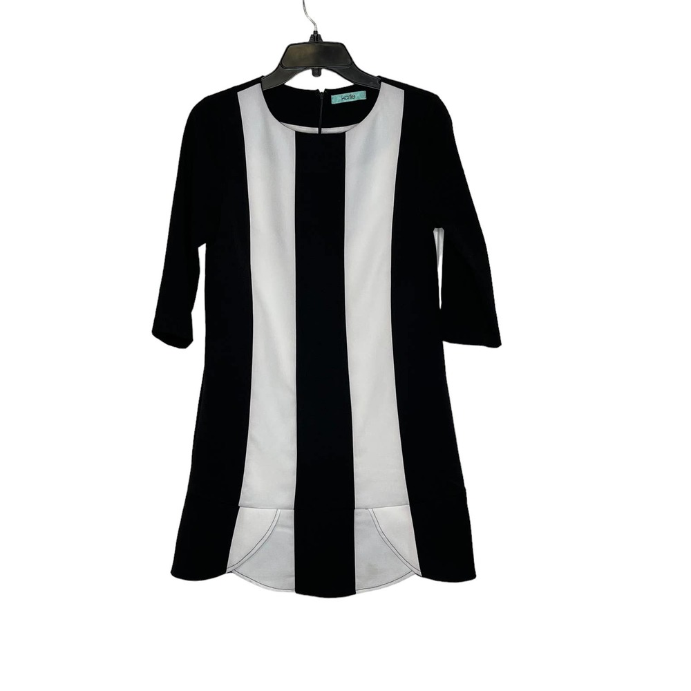 Karlie Dress Size Small Black White 3/4‎ Sleeve Womens Lined Stretch Blend